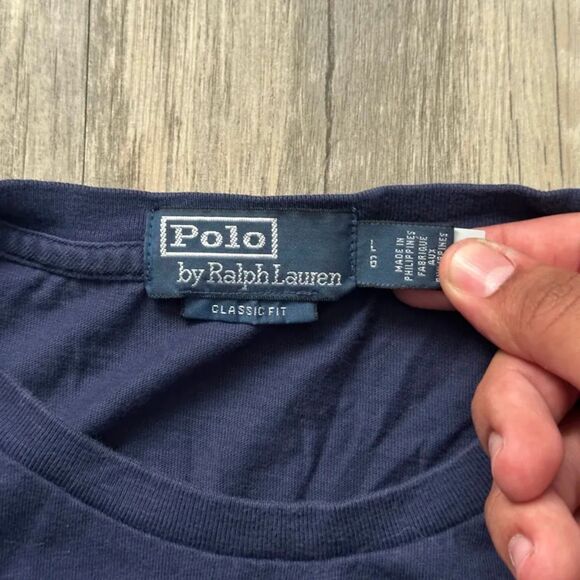 Polo Ralph Lauren Chain Stitched Denim Patchwork Spellout T Shirt Size L - Picture 3 of 5